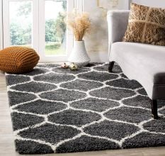 Modern Dark Grey Plush Bedroom Carpet